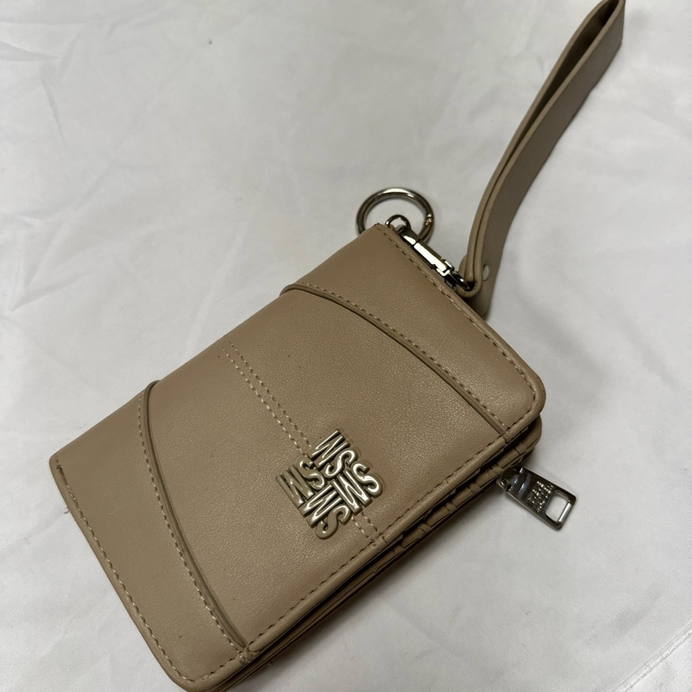Beige Steve Madden Wristlet Clutch Wallet With Coin Pouch
